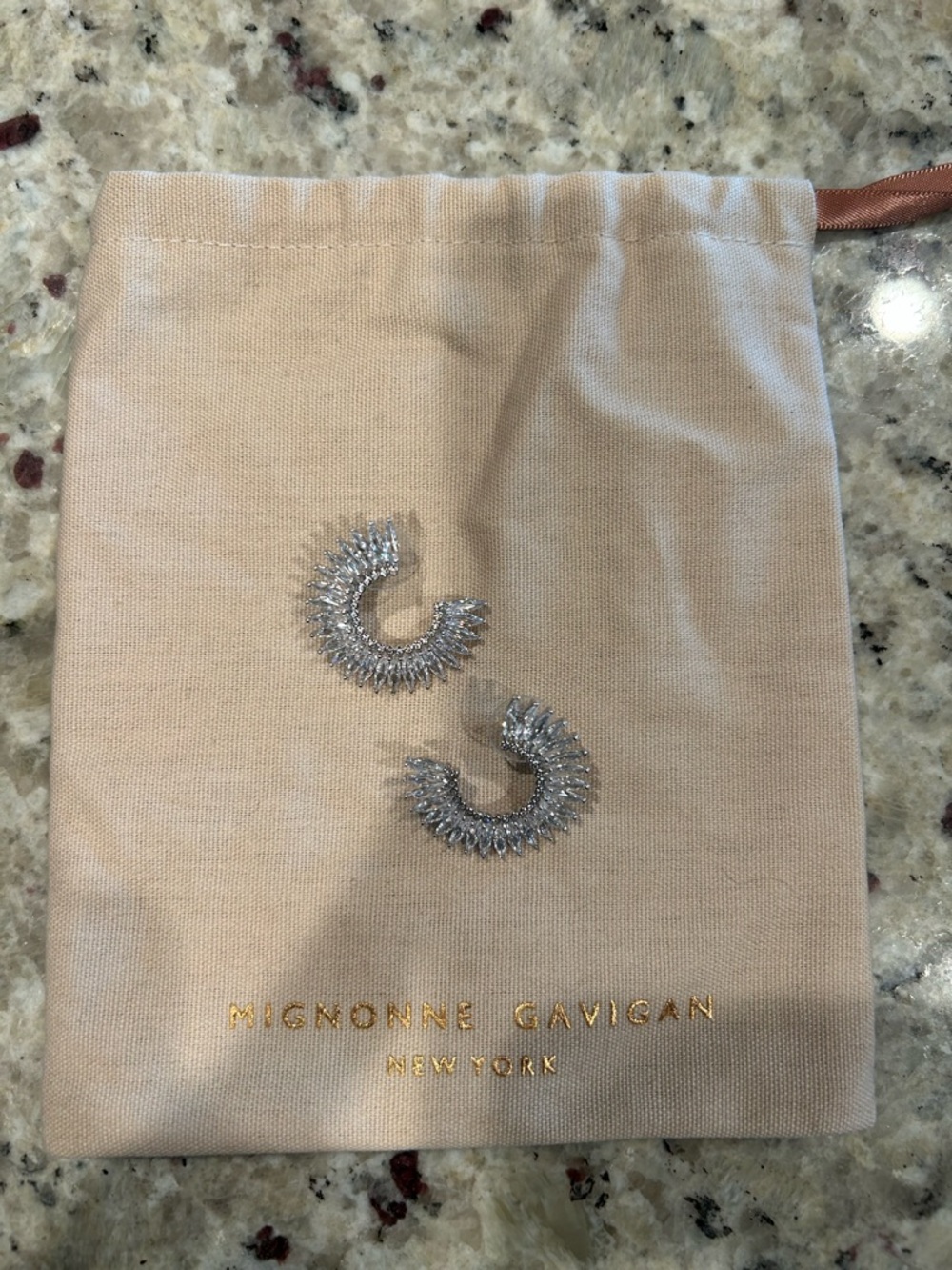 Mignonne Gavigan Stunning Silver Crystal Crescent Hoop Earrings - Picture 3 of 3